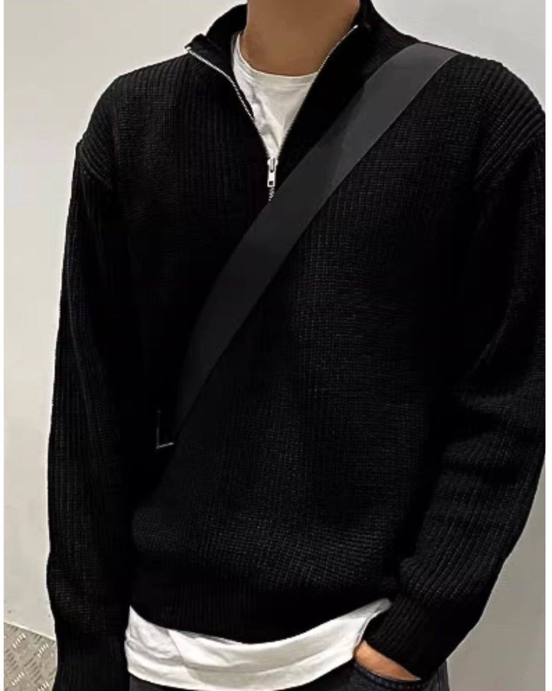 Sweter rozpinany | Ciepły | Sweter rozpinany | Sweter dzianinowy | Sweter rozpinany męski-Czarny-M-Modaska