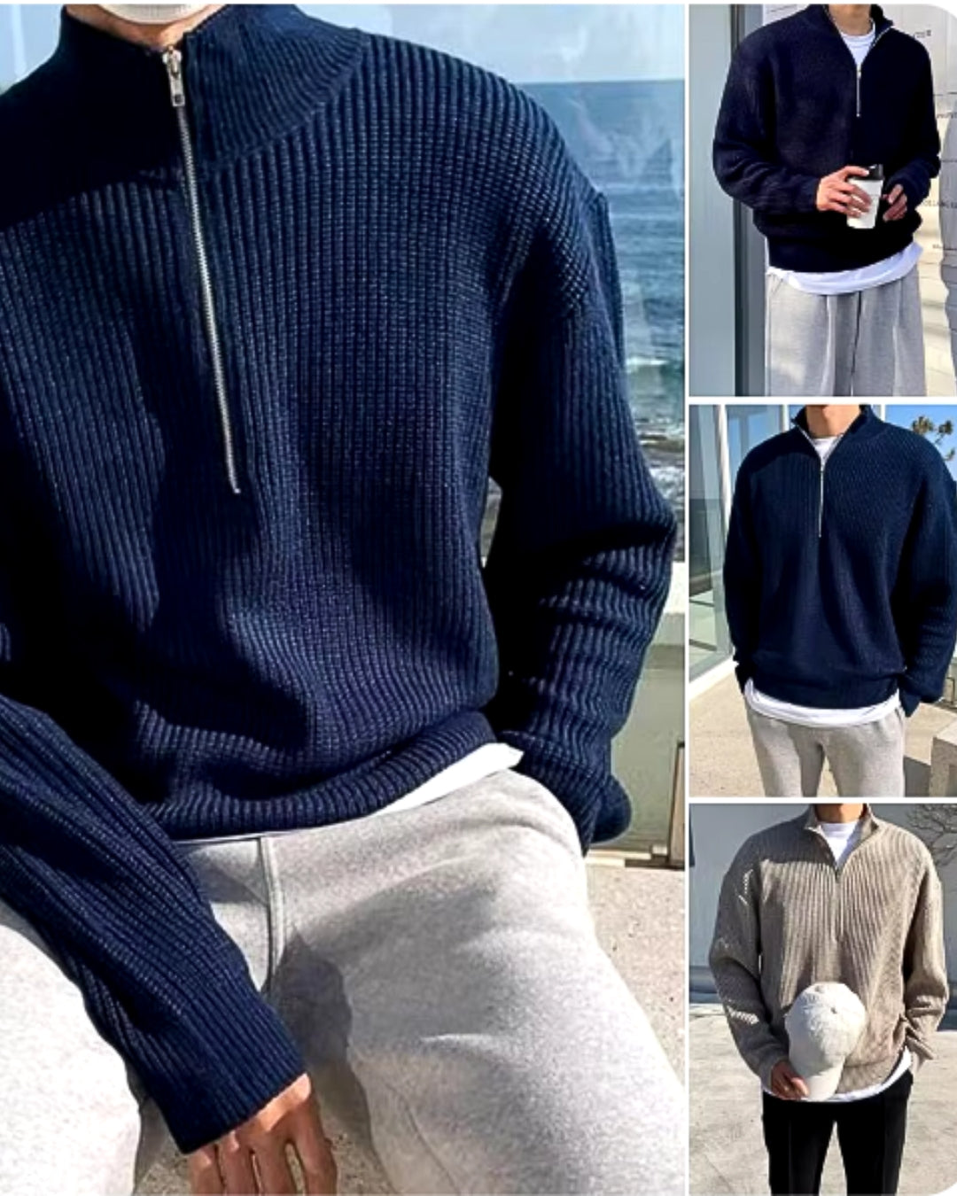Sweter rozpinany | Ciepły | Sweter rozpinany | Sweter dzianinowy | Sweter rozpinany męski-Modaska